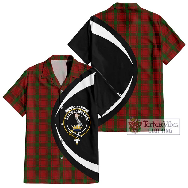 McQuary Tartan Short Sleeve Button Up with Family Crest Circle Style