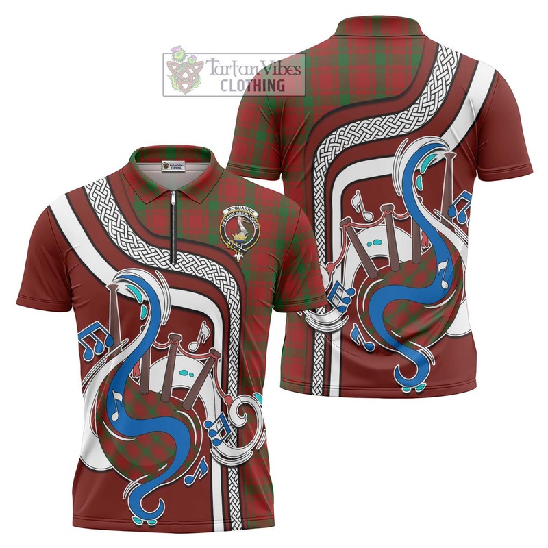 McQuary Tartan Zipper Polo Shirt with Epic Bagpipe Style
