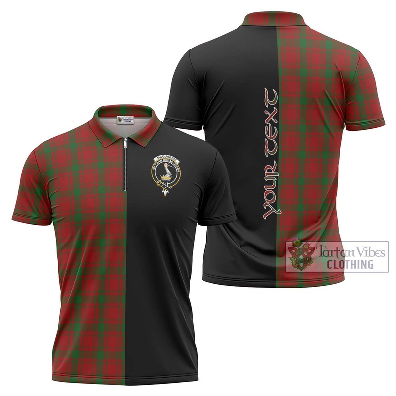 McQuary Tartan Zipper Polo Shirt with Family Crest and Half Of Me Style