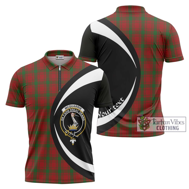 McQuary Tartan Zipper Polo Shirt with Family Crest Circle Style