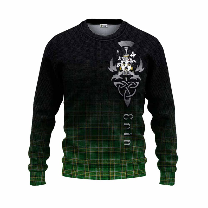 McQuay Irish Clan Knitted Sweater with Coat of Arms Erin Go Bragh Celtic Inspired