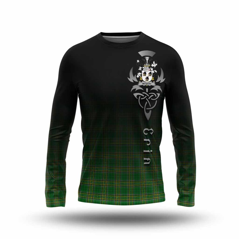 McQuay Irish Clan Long Sleeve T-Shirt with Coat of Arms Erin Go Bragh Celtic Inspired