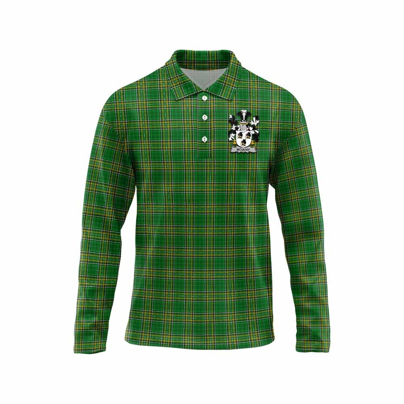 McQuay Irish Clan Tartan Long Sleeve Polo Shirt with Coat of Arms