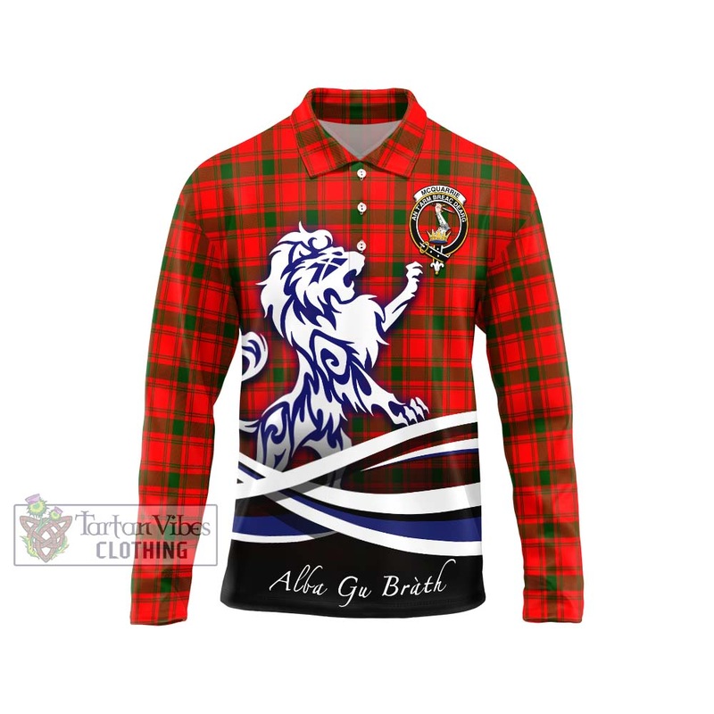 McQueary Modern Tartan Long Sleeve Polo Shirt with Alba Gu Brath Regal Lion Emblem