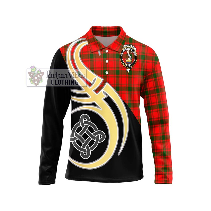 McQueary Modern Tartan Long Sleeve Polo Shirt with Family Crest and Celtic Symbol Style