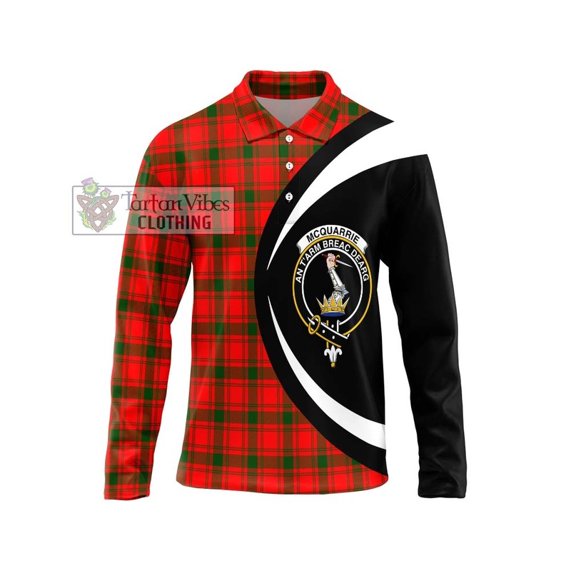 McQueary Modern Tartan Long Sleeve Polo Shirt with Family Crest Circle Style