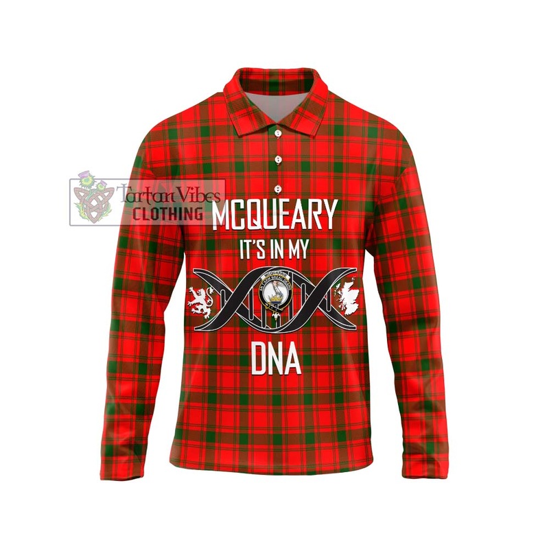 McQueary Modern Tartan Long Sleeve Polo Shirt with Family Crest DNA In Me Style