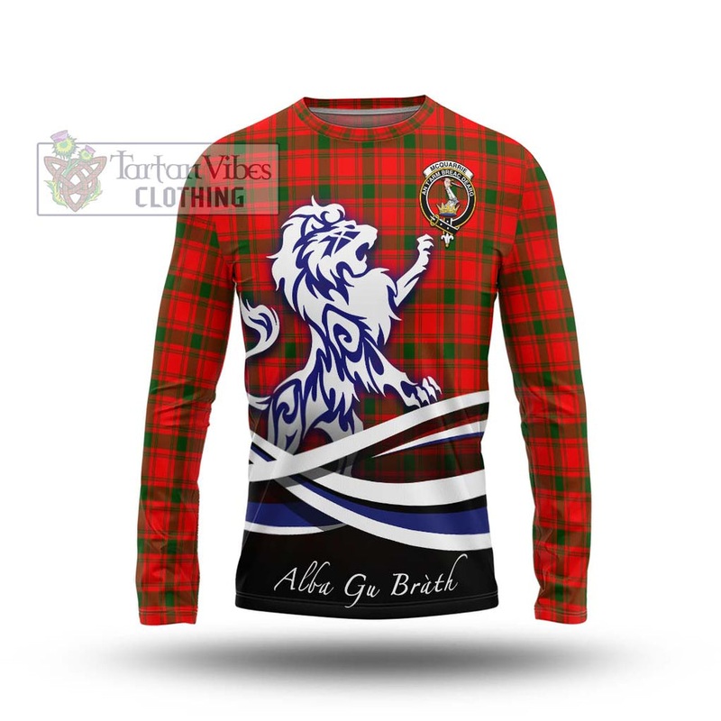 McQueary Modern Tartan Long Sleeve T-Shirt with Alba Gu Brath Regal Lion Emblem