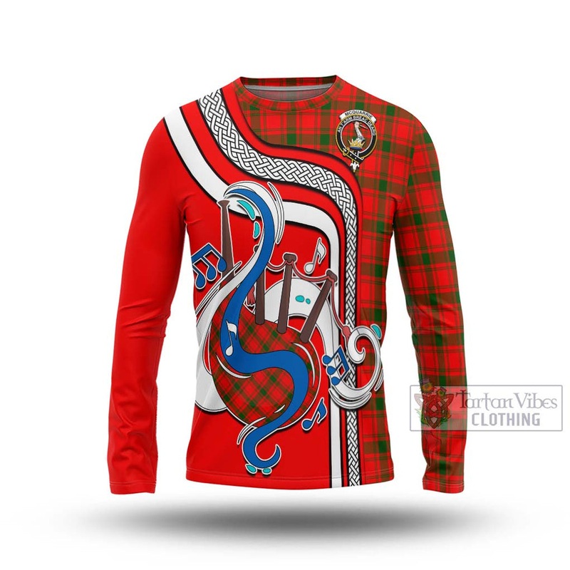McQueary Modern Tartan Long Sleeve T-Shirt with Epic Bagpipe Style