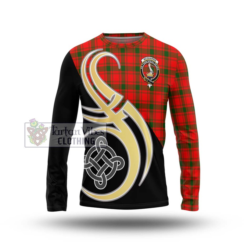 McQueary Modern Tartan Long Sleeve T-Shirt with Family Crest and Celtic Symbol Style