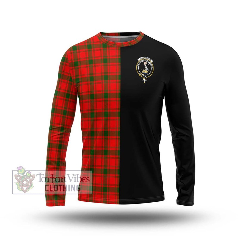 McQueary Modern Tartan Long Sleeve T-Shirt with Family Crest and Half Of Me Style