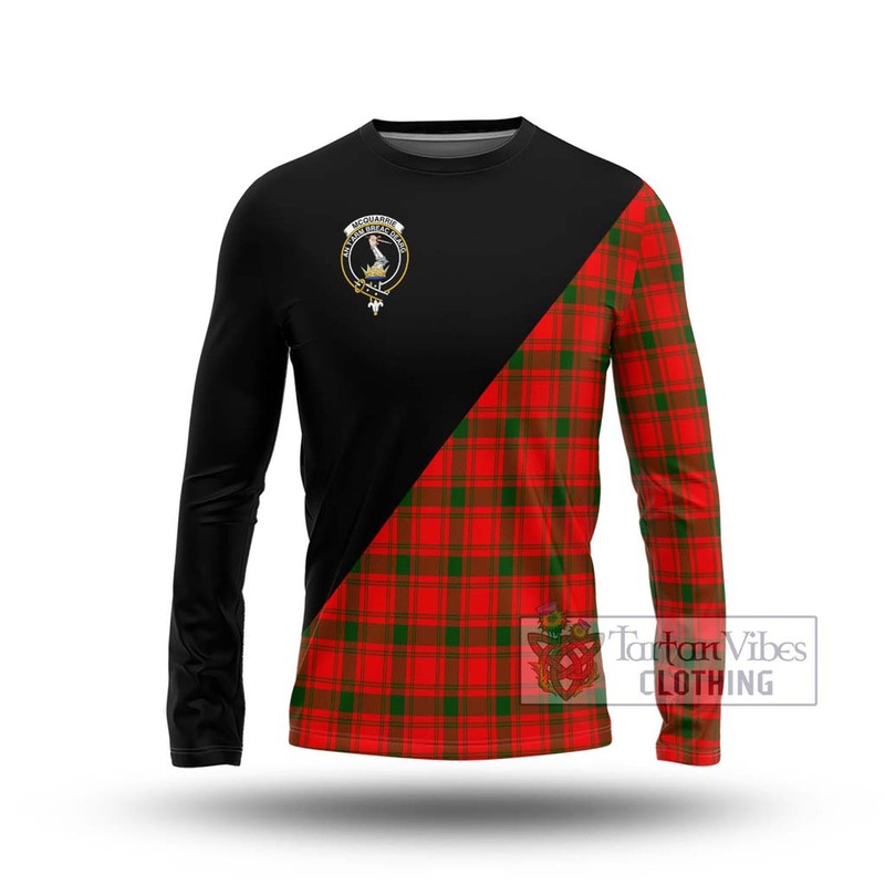 McQueary Modern Tartan Long Sleeve T-Shirt with Family Crest and Military Logo Style