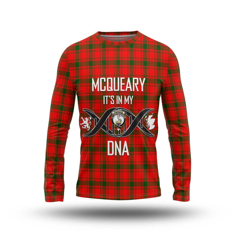 McQueary Modern Tartan Long Sleeve T-Shirt with Family Crest DNA In Me Style