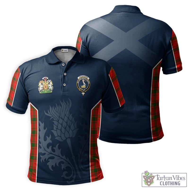 McQueary Modern Tartan Men's Polo Shirt with Family Crest and Scottish Thistle Vibes Sport Style