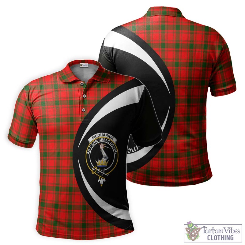 McQueary Modern Tartan Men's Polo Shirt with Family Crest Circle Style