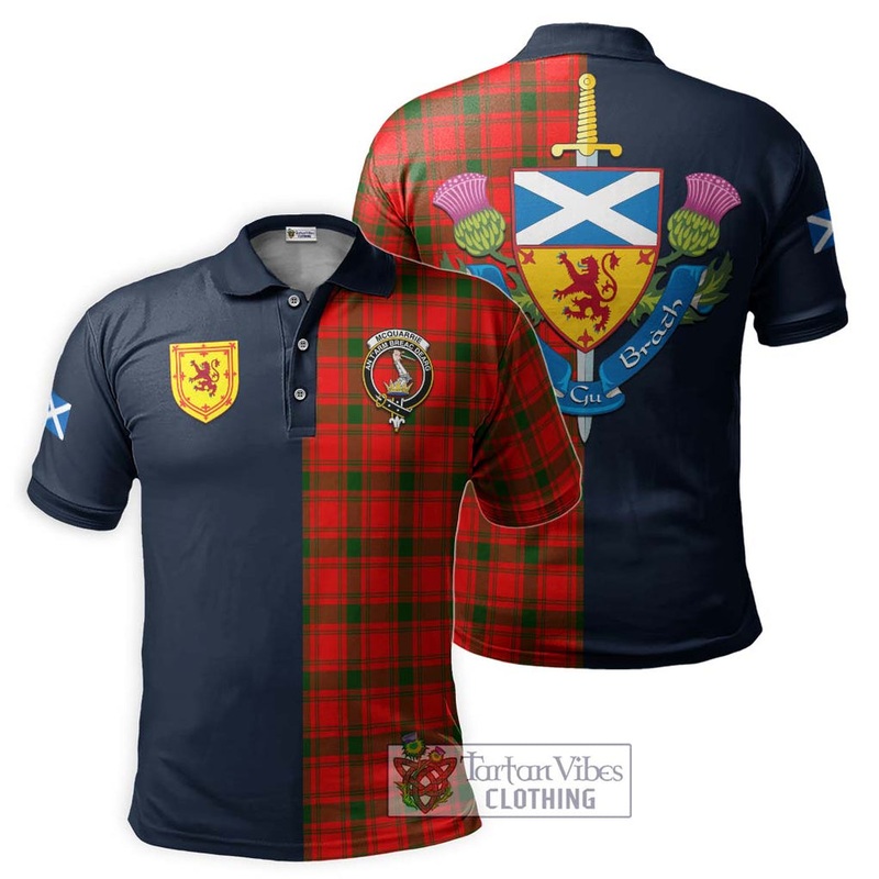 McQueary Modern Tartan Polo Shirt Alba with Scottish Lion Royal Arm Half Style