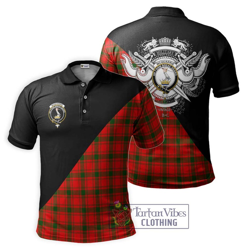McQueary Modern Tartan Polo Shirt with Family Crest and Military Logo Style