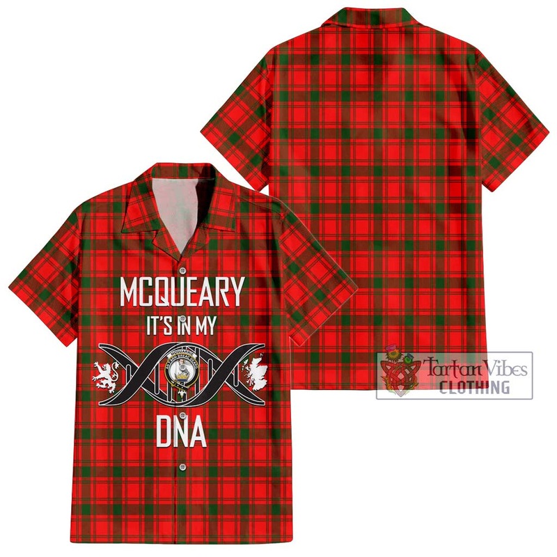 McQueary Modern Tartan Short Sleeve Button Shirt with Family Crest DNA In Me Style