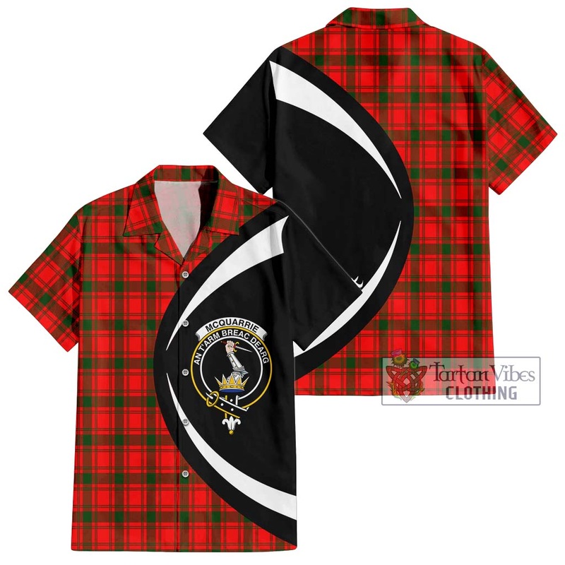 McQueary Modern Tartan Short Sleeve Button Up with Family Crest Circle Style