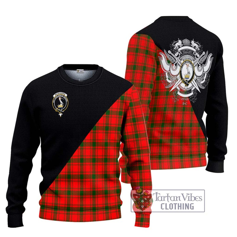 McQueary Modern Tartan Ugly Sweater with Family Crest and Military Logo Style