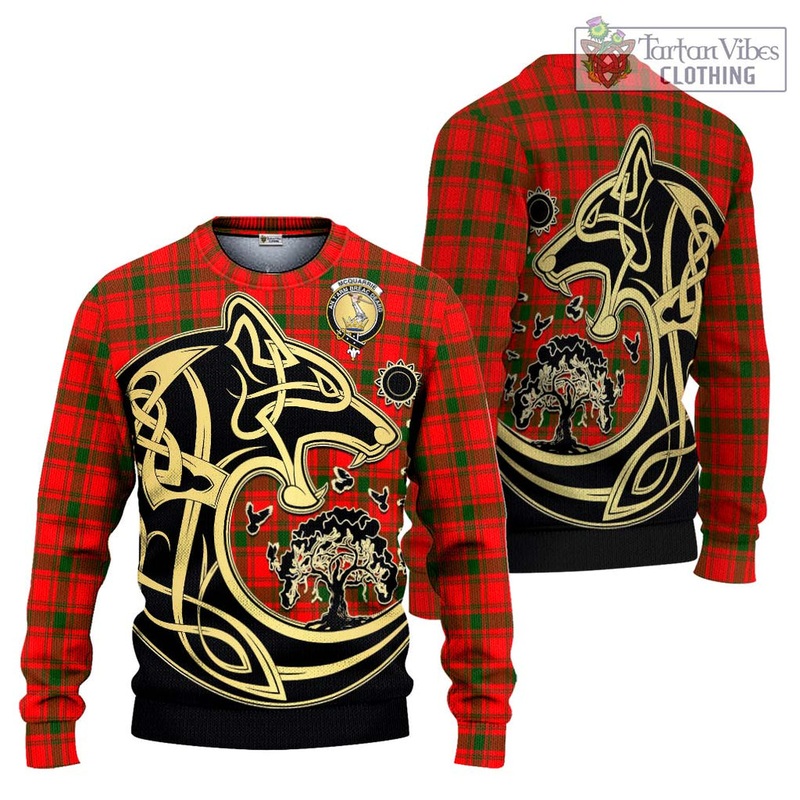 McQueary Modern Tartan Ugly Sweater with Family Crest Celtic Wolf Style
