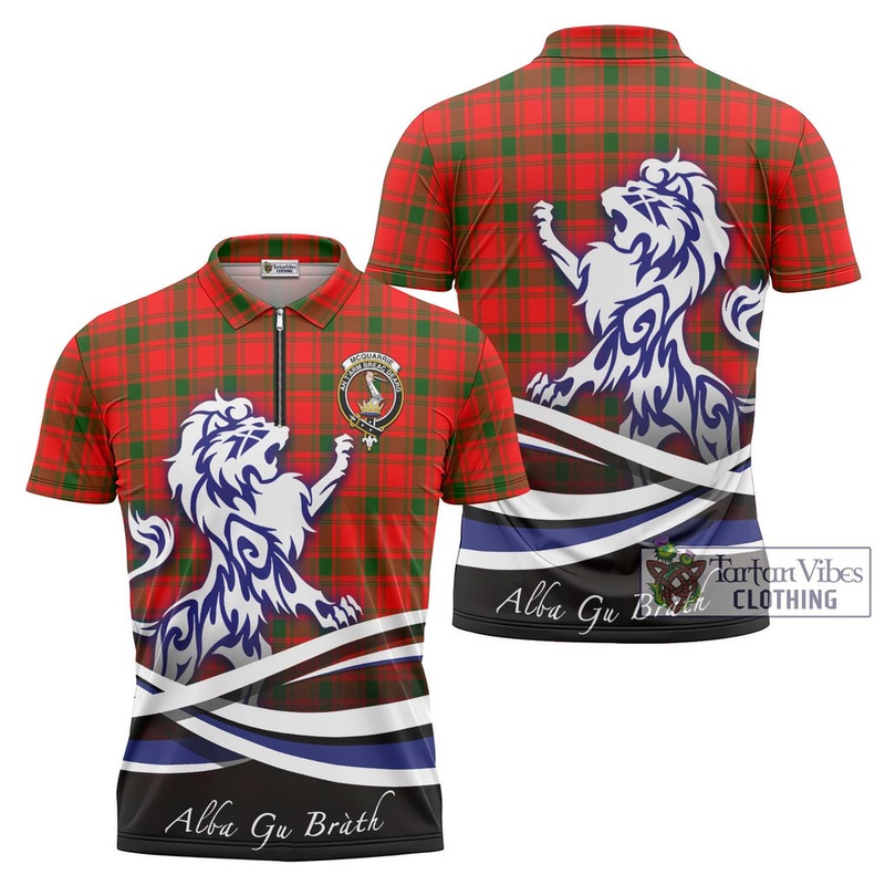 McQueary Modern Tartan Zipper Polo Shirt with Alba Gu Brath Regal Lion Emblem