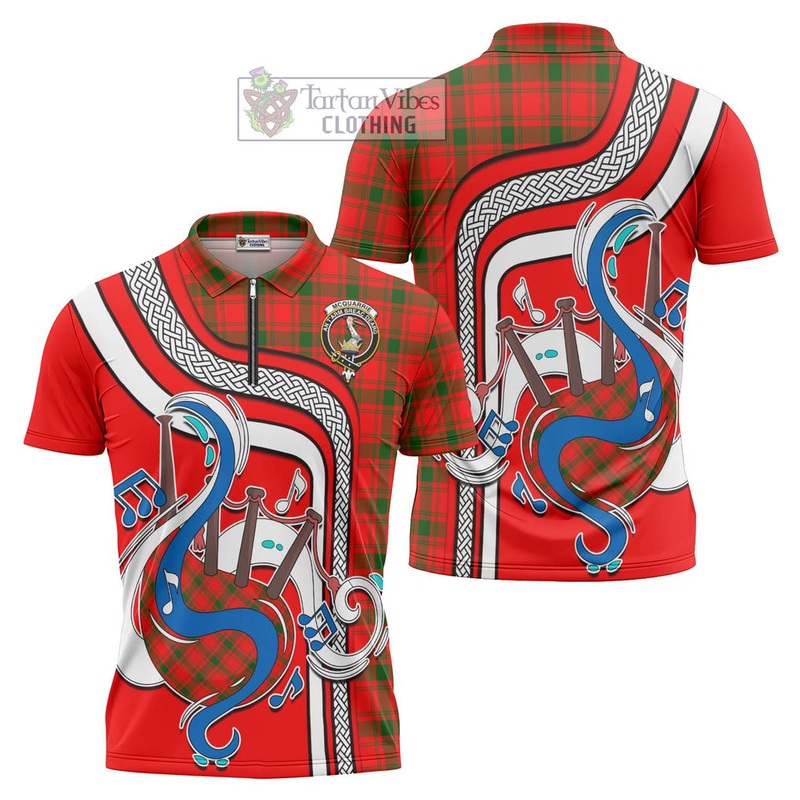 McQueary Modern Tartan Zipper Polo Shirt with Epic Bagpipe Style