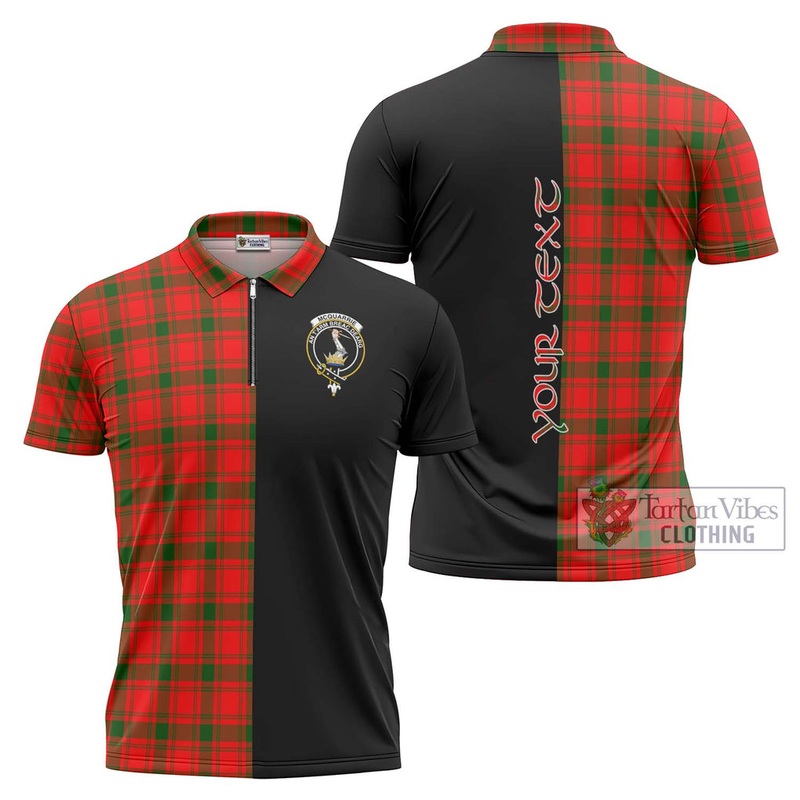 McQueary Modern Tartan Zipper Polo Shirt with Family Crest and Half Of Me Style