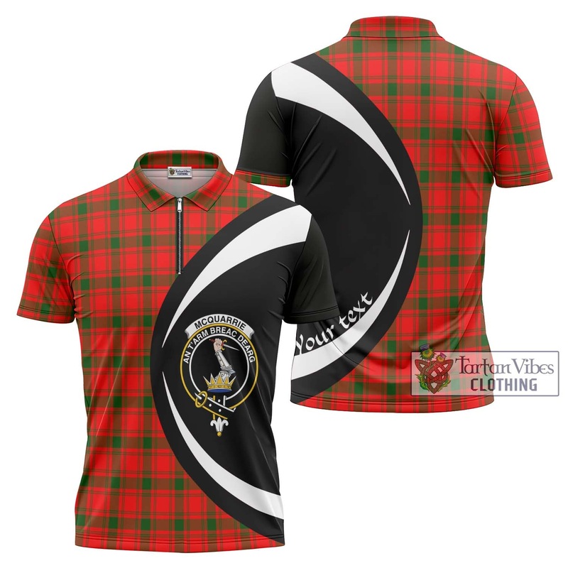 McQueary Modern Tartan Zipper Polo Shirt with Family Crest Circle Style