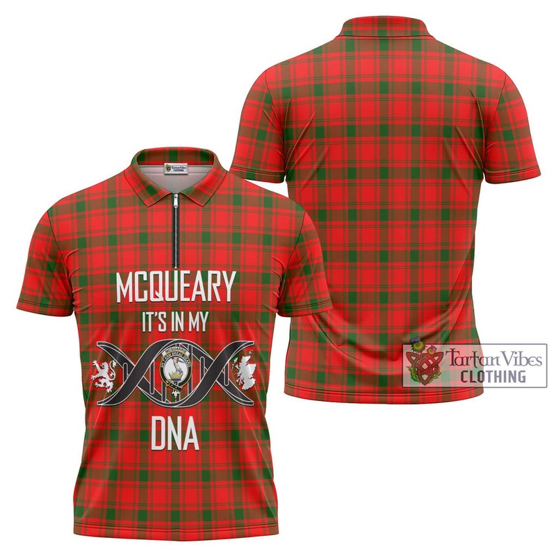 McQueary Modern Tartan Zipper Polo Shirt with Family Crest DNA In Me Style