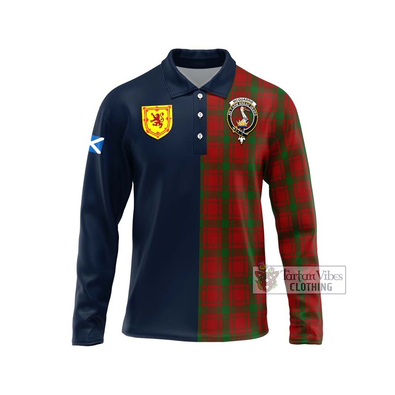 McQueary Tartan Long Sleeve Polo Shirt Alba with Scottish Lion Royal Arm Half Style