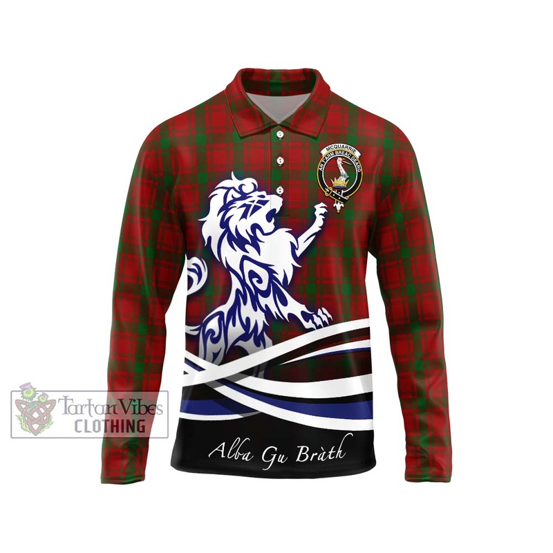 McQueary Tartan Long Sleeve Polo Shirt with Alba Gu Brath Regal Lion Emblem