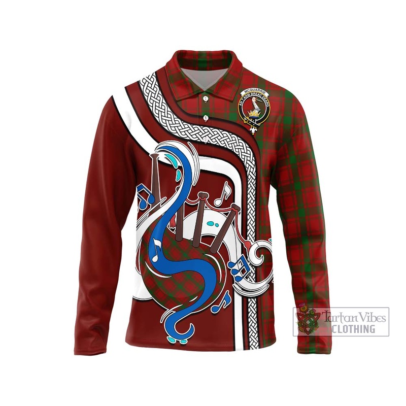 McQueary Tartan Long Sleeve Polo Shirt with Epic Bagpipe Style