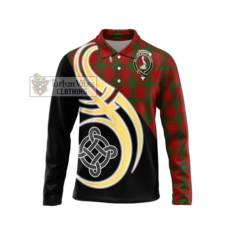 McQueary Tartan Long Sleeve Polo Shirt with Family Crest and Celtic Symbol Style