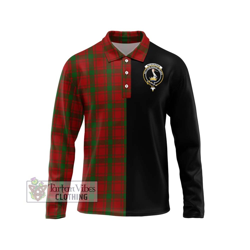 McQueary Tartan Long Sleeve Polo Shirt with Family Crest and Half Of Me Style
