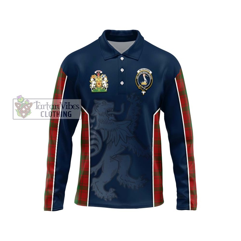 McQueary Tartan Long Sleeve Polo Shirt with Family Crest and Lion Rampant Vibes Sport Style