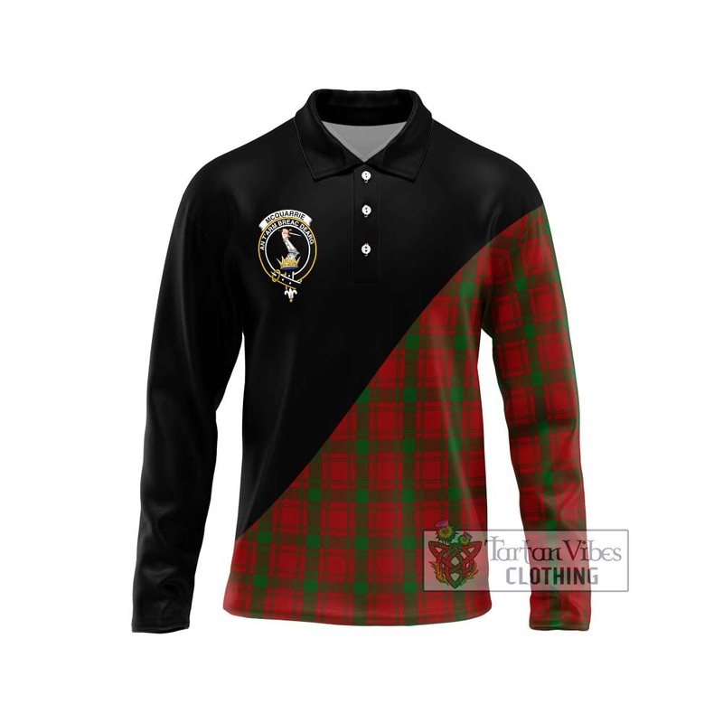 McQueary Tartan Long Sleeve Polo Shirt with Family Crest and Military Logo Style