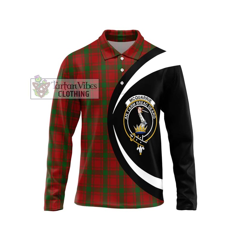 McQueary Tartan Long Sleeve Polo Shirt with Family Crest Circle Style