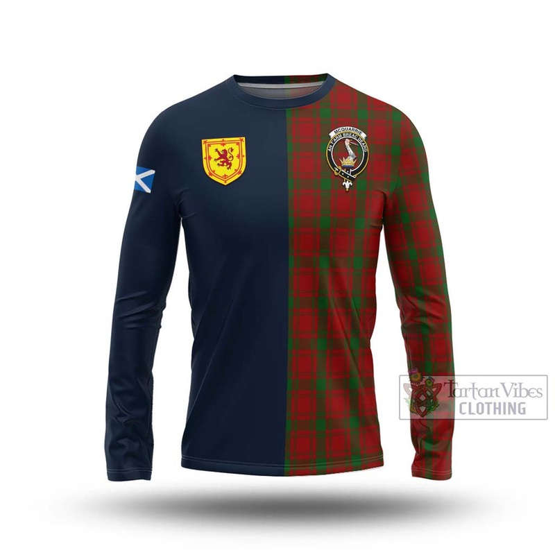 McQueary Tartan Long Sleeve T-Shirt Alba with Scottish Lion Royal Arm Half Style