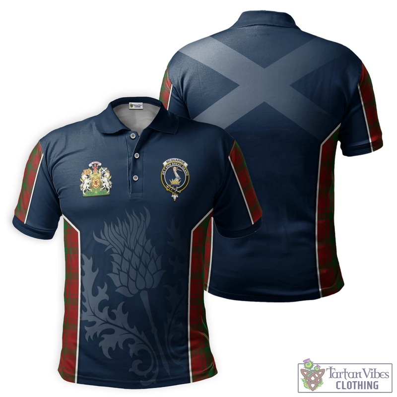McQueary Tartan Men's Polo Shirt with Family Crest and Scottish Thistle Vibes Sport Style