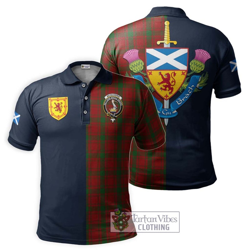 McQueary Tartan Polo Shirt Alba with Scottish Lion Royal Arm Half Style