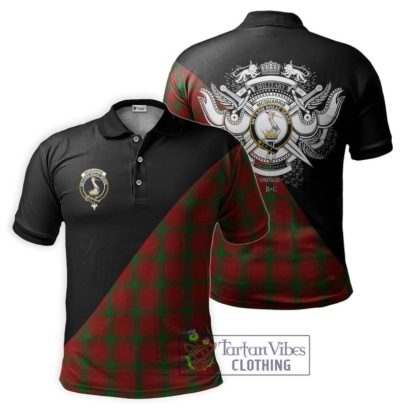 McQueary Tartan Polo Shirt with Family Crest and Military Logo Style