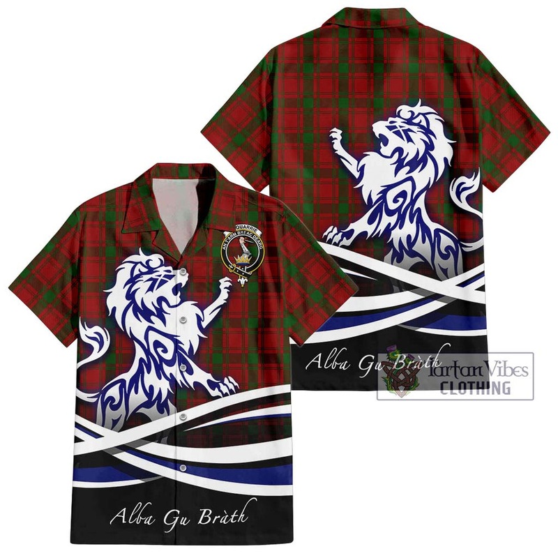 McQueary Tartan Short Sleeve Button Shirt with Alba Gu Brath Regal Lion Emblem