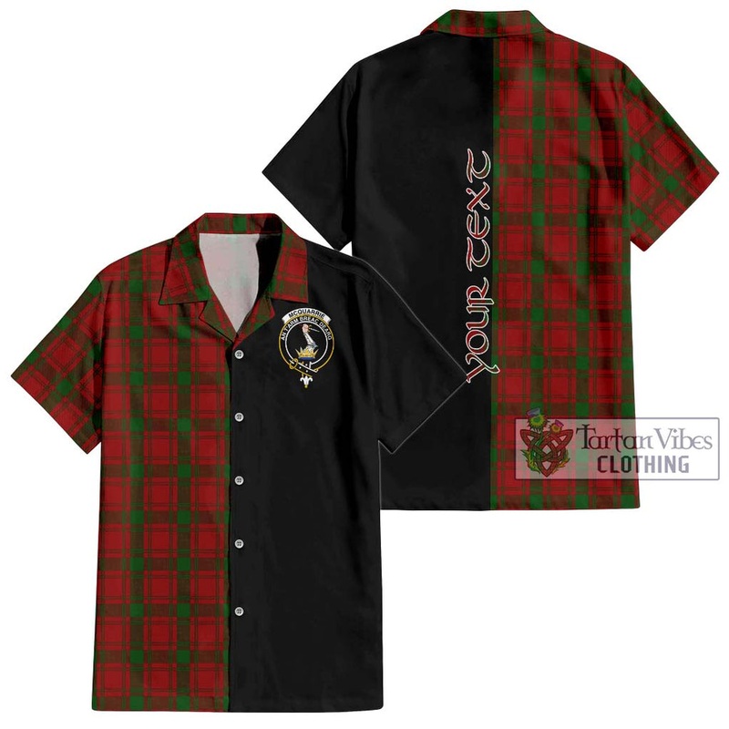 McQueary Tartan Short Sleeve Button Shirt with Family Crest and Half Of Me Style
