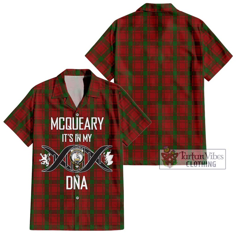 McQueary Tartan Short Sleeve Button Shirt with Family Crest DNA In Me Style