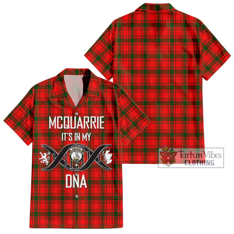McQuarrie Modern Tartan Short Sleeve Button Shirt with Family Crest DNA In Me Style