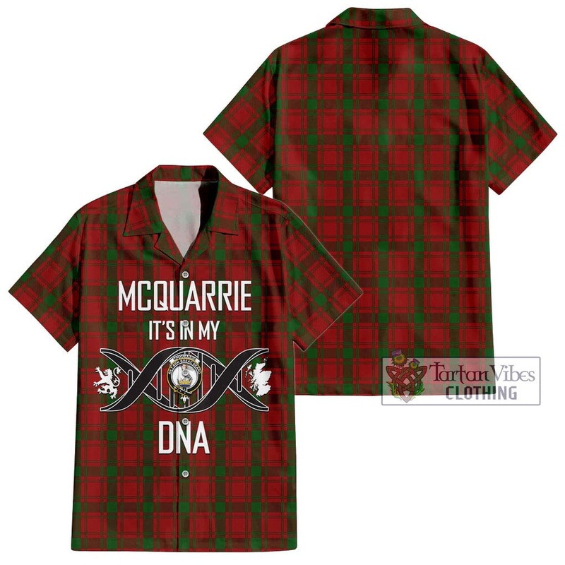 McQuarrie Tartan Short Sleeve Button Shirt with Family Crest DNA In Me Style