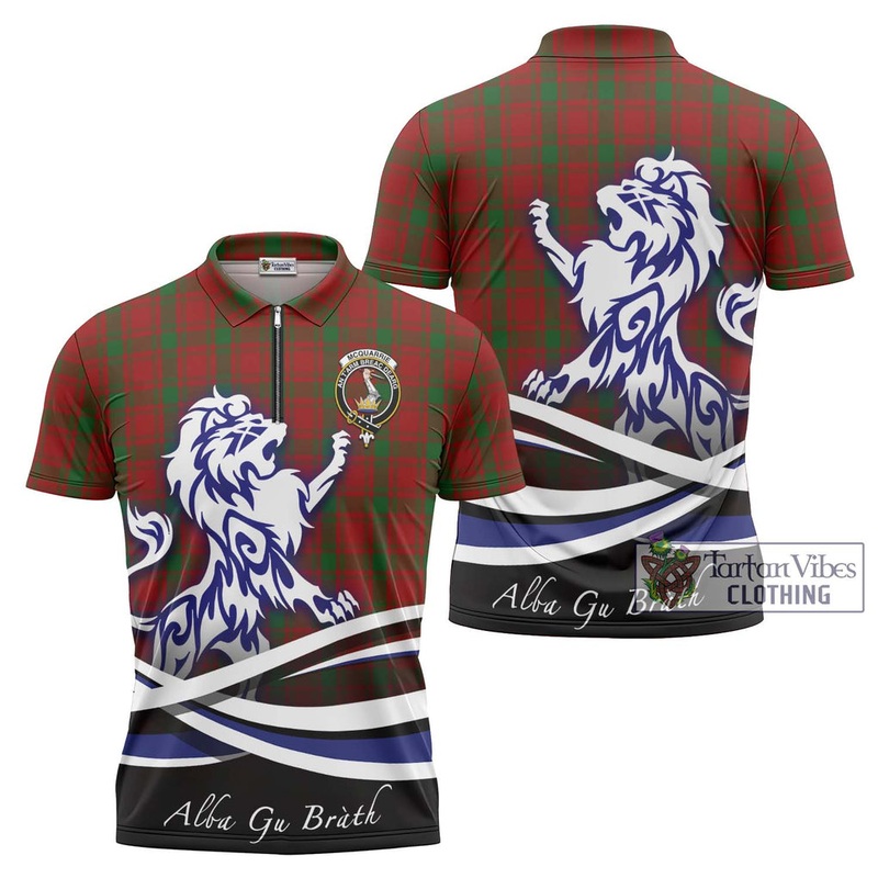 McQuarrie Tartan Zipper Polo Shirt with Alba Gu Brath Regal Lion Emblem