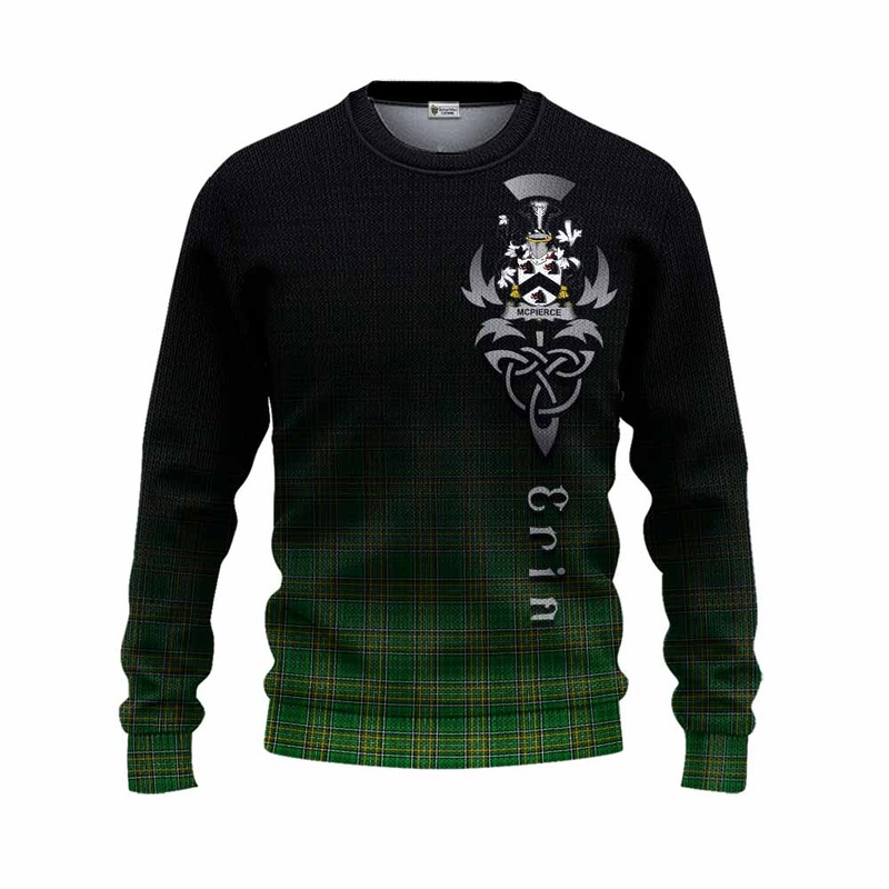 McPierce Irish Clan Knitted Sweater with Coat of Arms Erin Go Bragh Celtic Inspired