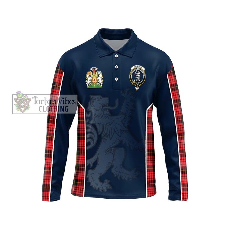 Mcquain Modern Tartan Long Sleeve Polo Shirt with Family Crest and Lion Rampant Vibes Sport Style